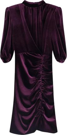Actualee Abito in Velluto con Drappeggio - - Dresses - Donna - Viola - S