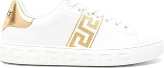 Versace Greca-Embroidered Leather Sneakers