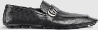 Gucci Mens Driver With Double G, Black, Leather