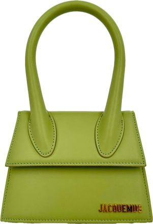 Jacquemus Large Le Chiquito Handbag in Green Calf Leather