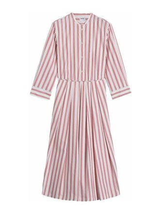 Aspesi Red and white striped cotton midi dress