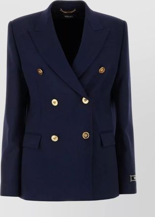 Versace back-slit stretch wool blazer with padded shoulders