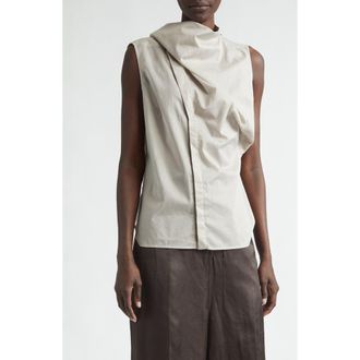 Rick Owens Sleeveless Semisheer Chambray Button-Up Shirt in Pearl at Nordstrom, Size 8 Us