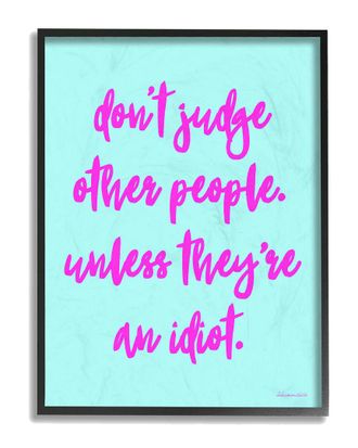 Stupell Industries Dont Judge, Unlesshumor Typography Oversized Framed Giclee Texturized Art By Lulusimonstudio