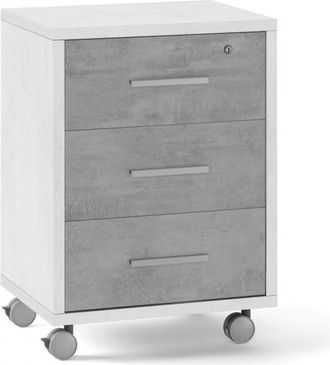 OEM C&oacute;moda De Oficina De Tres Cajones Con Ruedas De Cemento Blanco 51x41x H71 Cm