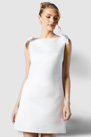Coast Satin Bow Bridal Mini Dress in Ivory at Nordstrom, Size 10