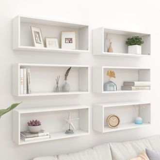 vidaXL Vidaxl - Estantes Cubo De Pared 6 Uds Contrachapada Blanco 60x15x23 Cm
