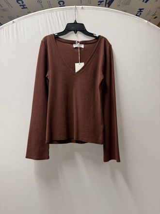 Dear John Denim Womens Scarlett V-Neck Knit Long Sleeve Top In Chocolate Truffle