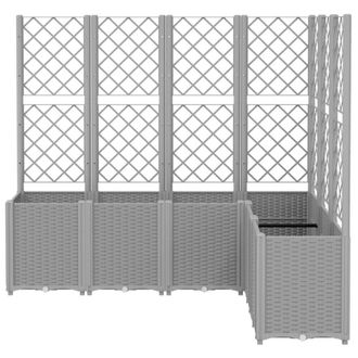 Berkfield Home Garden Planter with Trellis Light Grey 160x120x140 cm PP | Size: 160 x 120 x 140 cm