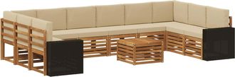 vidaXL Conjunto De Sof&aacute;s De Exterior 11 Uds. Natural Y Beige Poli&eacute;ster Vidaxl