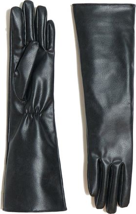 Apparis Gwen Faux Leather Gloves in Noir at Nordstrom, Size Small