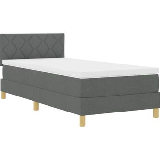vidaXL Box Spring Bed with Mattress Dark grey 90 x 190 cm Fabric Vidaxl