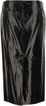 Alexander McQueen Womens Silk Canvas Skirt Black Nylon