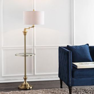 Jonathan Y Designs Cora 60 Metal/Glass LED Side Table and Floor Lamp