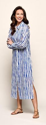 Mart Visser Georgia Streep Jurk Offwhite / Kobalt