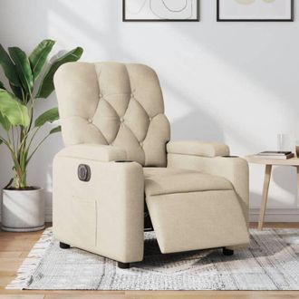 vidaXL Vidaxl - Sill&oacute;n Reclinable El&eacute;ctrico De Tela Crema