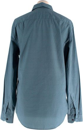 Prada Blue Printed Long-Sleeve Shirt Size 15