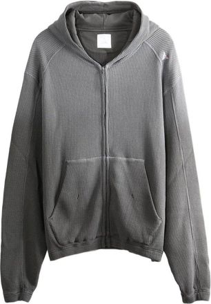 Roa Bee Sun Faded Organic Waffle Zip up Hoodie
