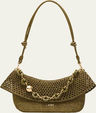 Loewe x Paulas Ibiza Ola Small Shoulder Bag in Raffia and Leather