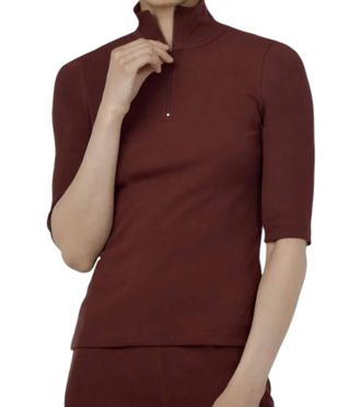 Paper Label Mory Half Zip Top In Truffle