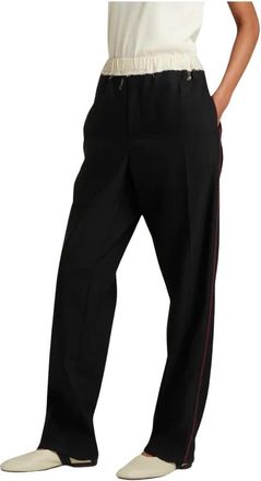 Wales Bonner Wales Bonner, Dames, Broeken, Zwart, Maat: XL Wol