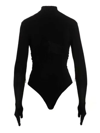 AMBUSH Heart-Cutout with Glove Sleeves Bodysuit - Black