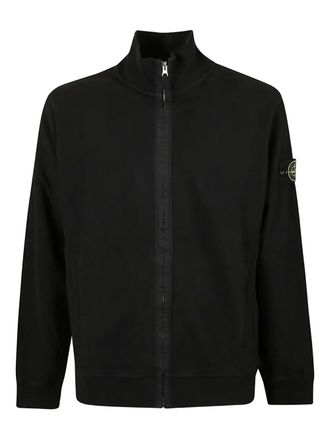 Stone Island 6100066 geborsteld biologisch katoenen fleece trainingsjack - Zwart