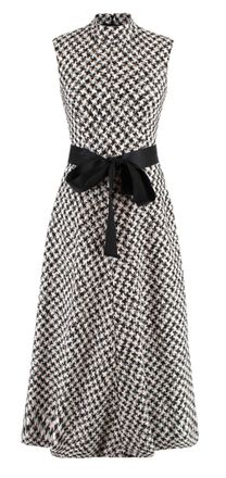 Carolina Herrera Black & White A-line Houndstooth Midi Dress Size XS
