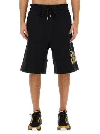 Versace Jeans Couture Logo-Embroidered Cotton Bermuda Shorts - Black