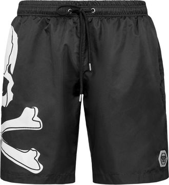 Philipp Plein Swim Trunks Skull & Bones - Heren - Strandmode - Zwart - S - Polyester - Badmode
