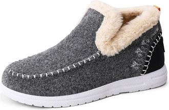 Generic Orthopedic Fleece Slip-On Boots,Womens Warm Plush Lined Non-Slip Flat Shoes Winter Casual Ankle Booties Shoes (Grey,4.5)
