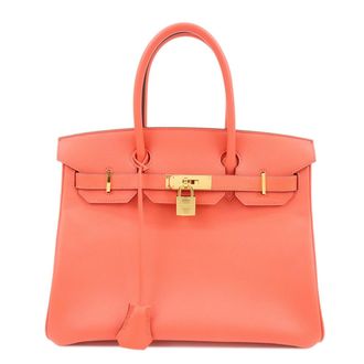 Herm&egrave;s Birkin Pink Epsom With Gold Hardware Pink Leather Handbag (Pre-Owned)