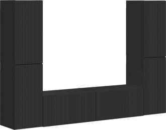 vidaXL Conjunto De Mueble De Tv 6 Uds. Negro Madera De Ingenier&iacute;a Vidaxl