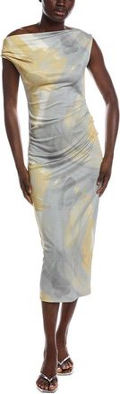 Kenneth Cole Off Shoulder Ruched Waist Midi Dress