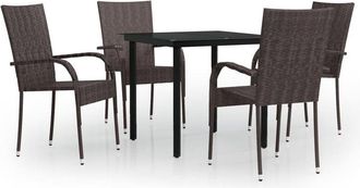vidaXL Juego De Comedor De Jard&iacute;n 5 Piezas Marr&oacute;n Y Negro Vidaxl