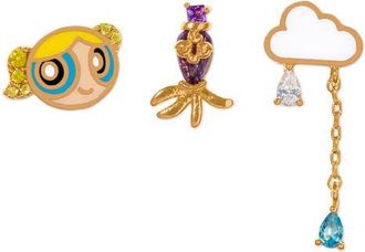 Girls Crew The Powerpuff Girls Bubbles Set of 3 Single Stud Earrings in Gold at Nordstrom