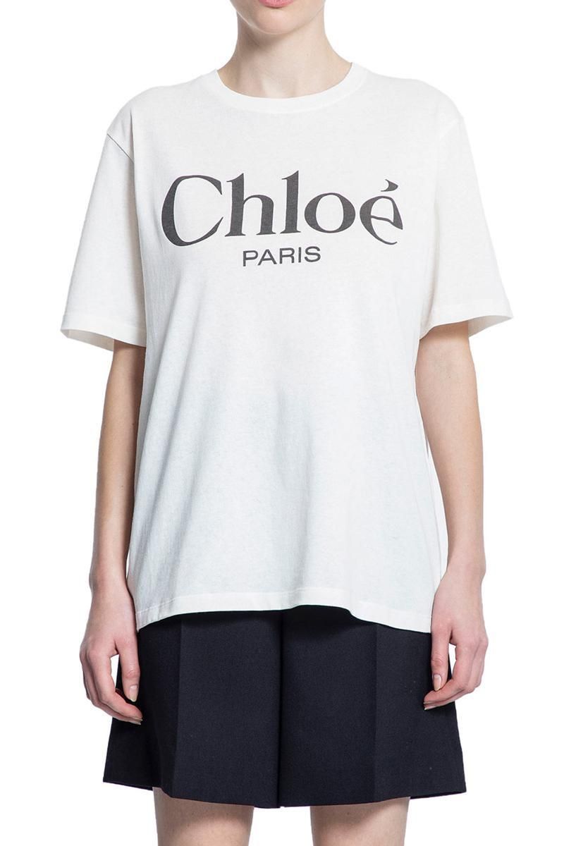 Tシャツ・カットソー CHLOE WHITE COTTON T-SHIRT Chloé Cropped Cotton t-shirt | White | FARFETCH