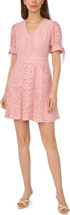 CeCe by Cynthia Steffe Lace Puff Sleeve Minidress in Cameo Blush at Nordstrom, Size 10