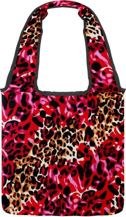 Generic Abstract Red Leopard Print Reversible Canvas Shoulder Tote - Double-Sided Print, 12oz Cotton, 27cm Drop, Fold-Flat Bag for Travel, Shopping, Street Ou