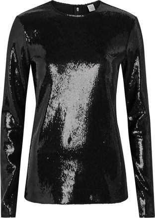 Toteme Round-neck Sequin top - Black - S (UK8-10 / S)