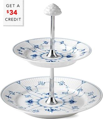 ROYAL COPENHAGEN Blue Fluted Plain 2 Tier Etagere