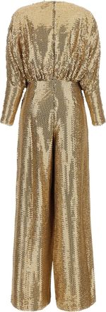 Elie Saab Sequin-Embroidered Silk Blend Jumpsuit - Gold
