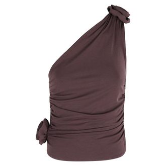 Magda Butrym Sleeveless Tops, female, Red, Size: XS Bordeaux Floral One-Shoulder Top