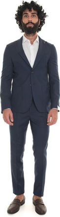 Paoloni 2-Knoops Stretchpak met Zakken - Heren - Business pakken - Blauw - XL - Wol - Kostuums
