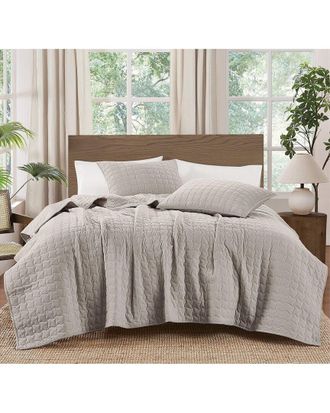 Brooklyn Loom Matte Cotton Velvet Wavy Square Quilt Set