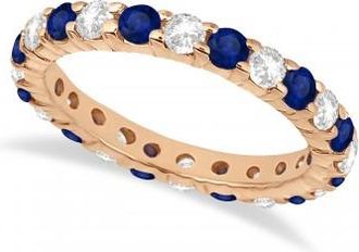 Allurez Eternity Lab Grown Blue & White Diamond Ring Band 14k Rose Gold (2.50ct)