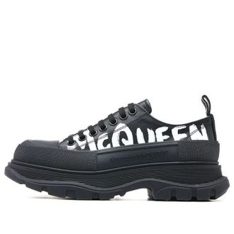 Alexander McQueen Graffiti Tread Slick Lace Up Shoes Black White 711108WIAT61070