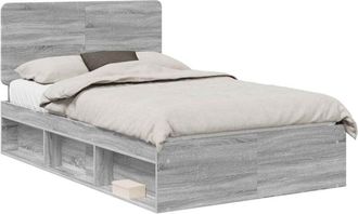 vidaXL Estructura De Cama Con Cabecera Gris Sonoma 120 X 200 Cm Vidaxl