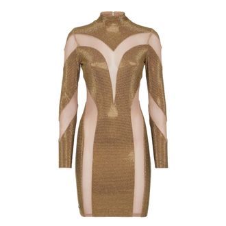 Philipp Plein Dames, Jurken, Geel, Maat: M Viscose