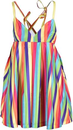 Feminista Multicolor Vertical Striped Mini Dress With Crisscross Back Straps